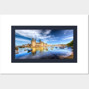 Caernarfon Castle Panorama, Wales, UK Posters and Art